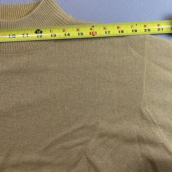 Vintage MILANO DESIGN Sweater Gold Metallic Mock Neck Fine Knit Womens XL - Picture 5 of 10
